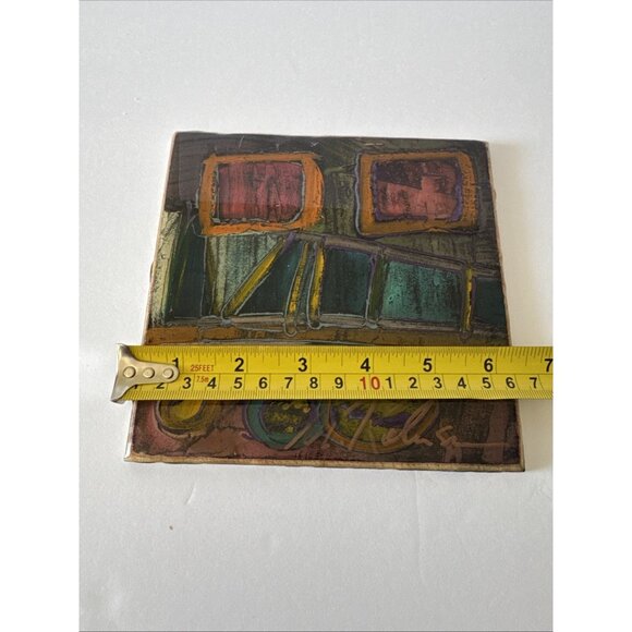 Acrylic Abstract Painting Multicolored 10x7.2in High Quality Wood Art - Picture 7 of 8